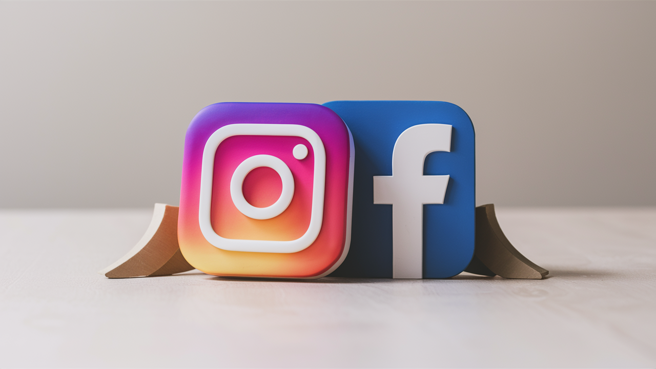 Une image propre et moderne présentant les icônes Instagram et Facebook côte à côte.